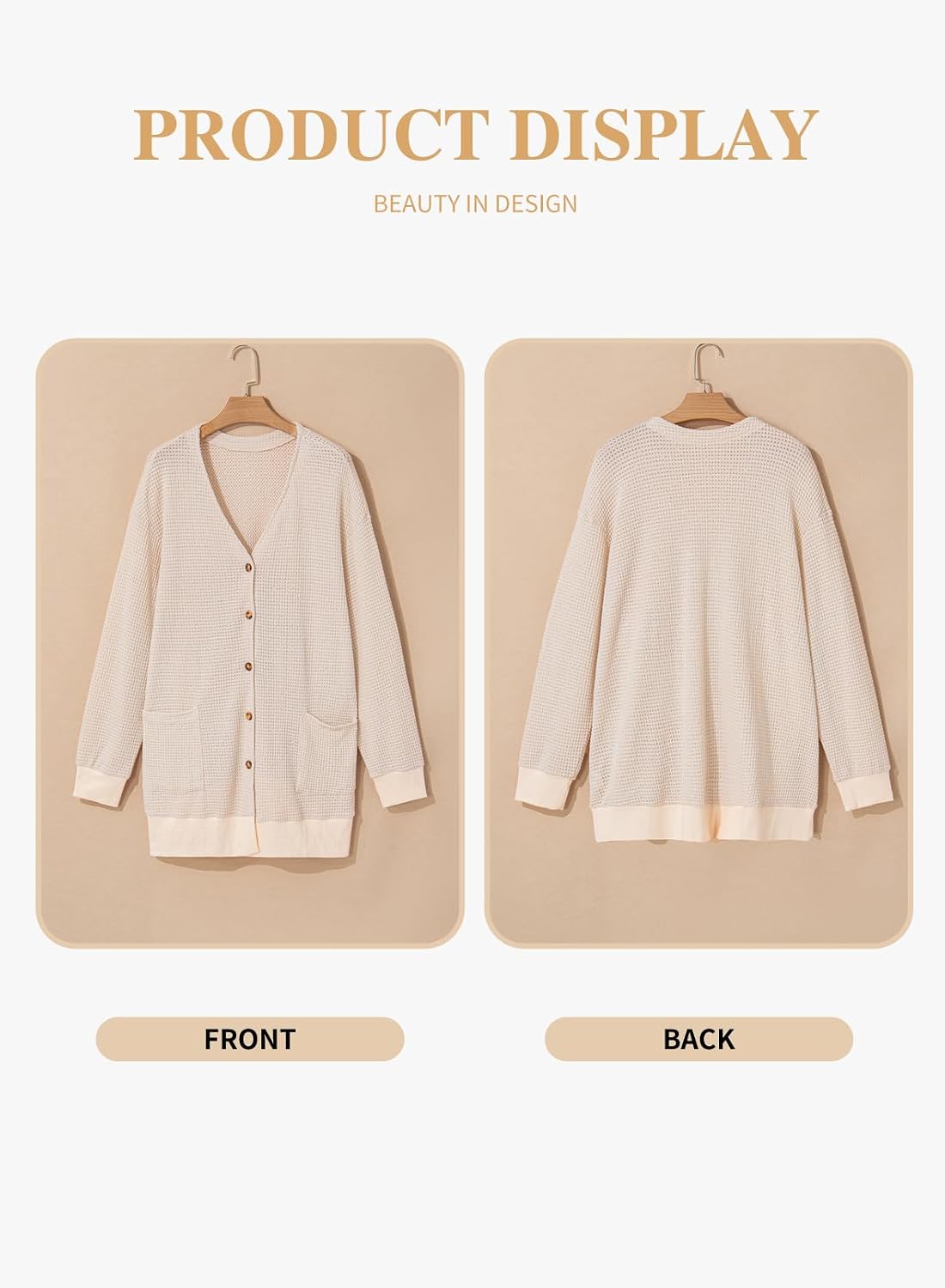 Eytino Womens Plus Size Waffle Knit Button Down Cardigans(1X-5X)