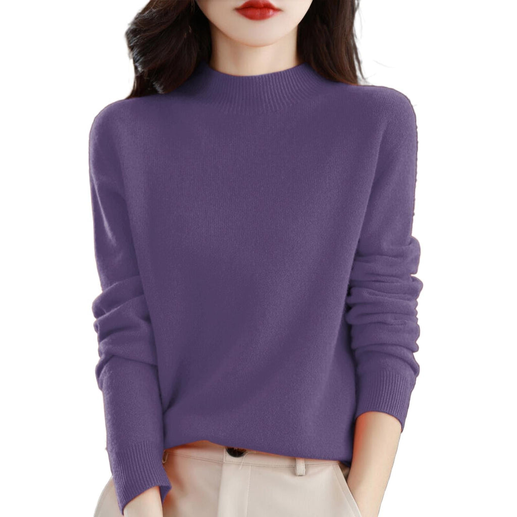 Cashmere Sweaters for Women Mock Turtleneck Warm Pullover Sweater
