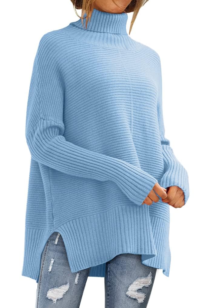 LILLUSORY Women Oversized Turtleneck Sweaters Fall Cozy Long Pullover Tunic