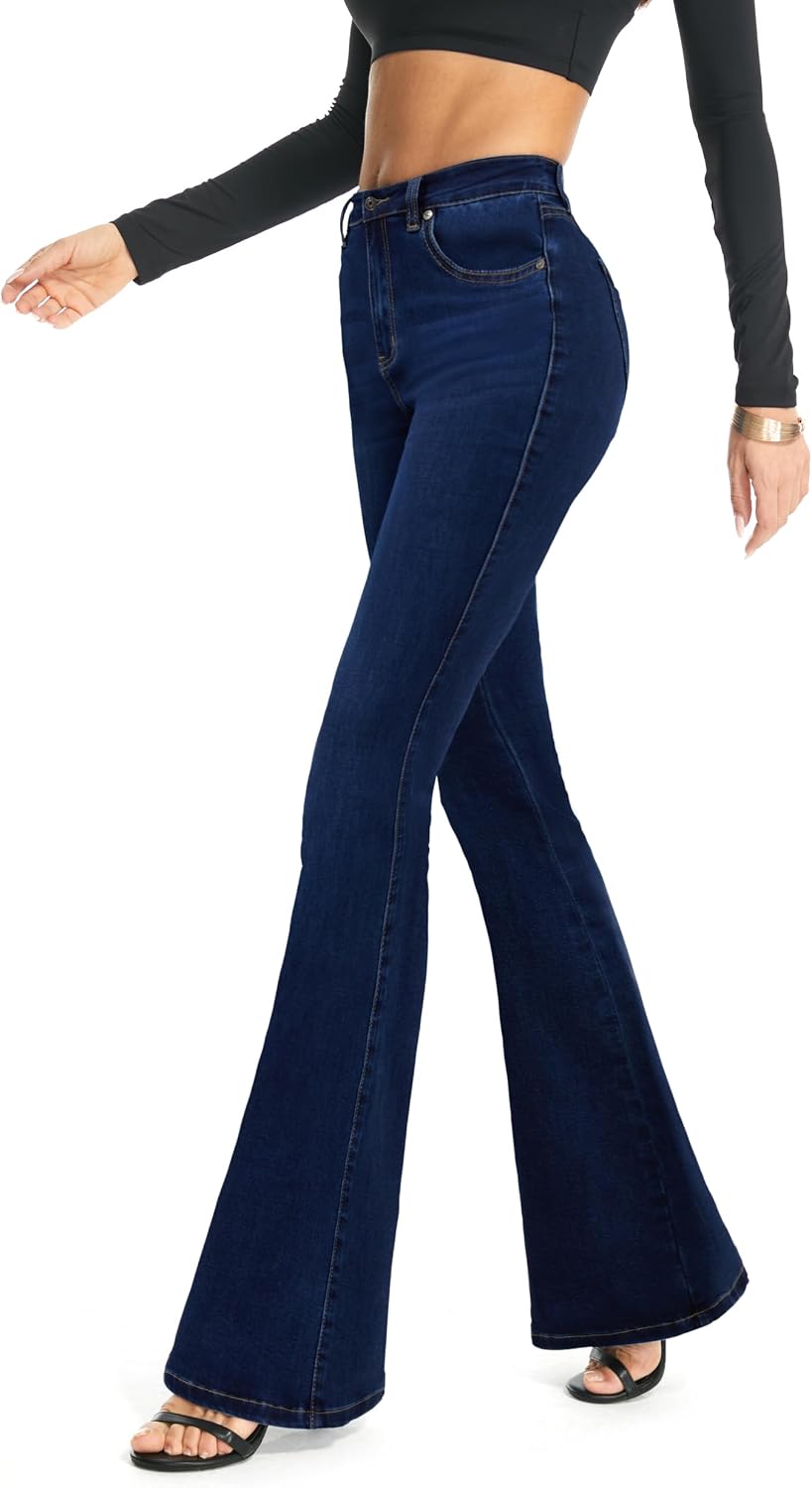 FLYING BANANA Women's Totally Shaping Curvy Stretchy Bootcut Flare Denim Jeans