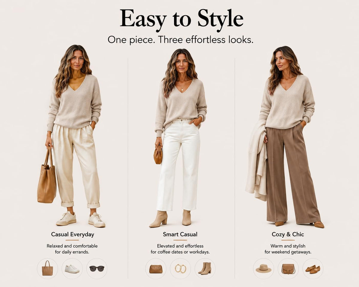 Cashmere Sweaters for Women Cozy Casual V Neck Knit Pullover Tops