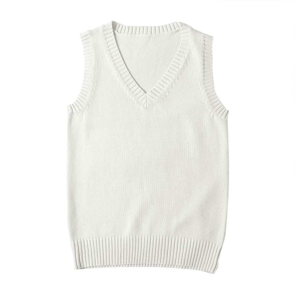 Sweater Vest for Women V Neck Sleeveless Ribbed Trim Solid Knit Casual Layering Daily Tank Vest
