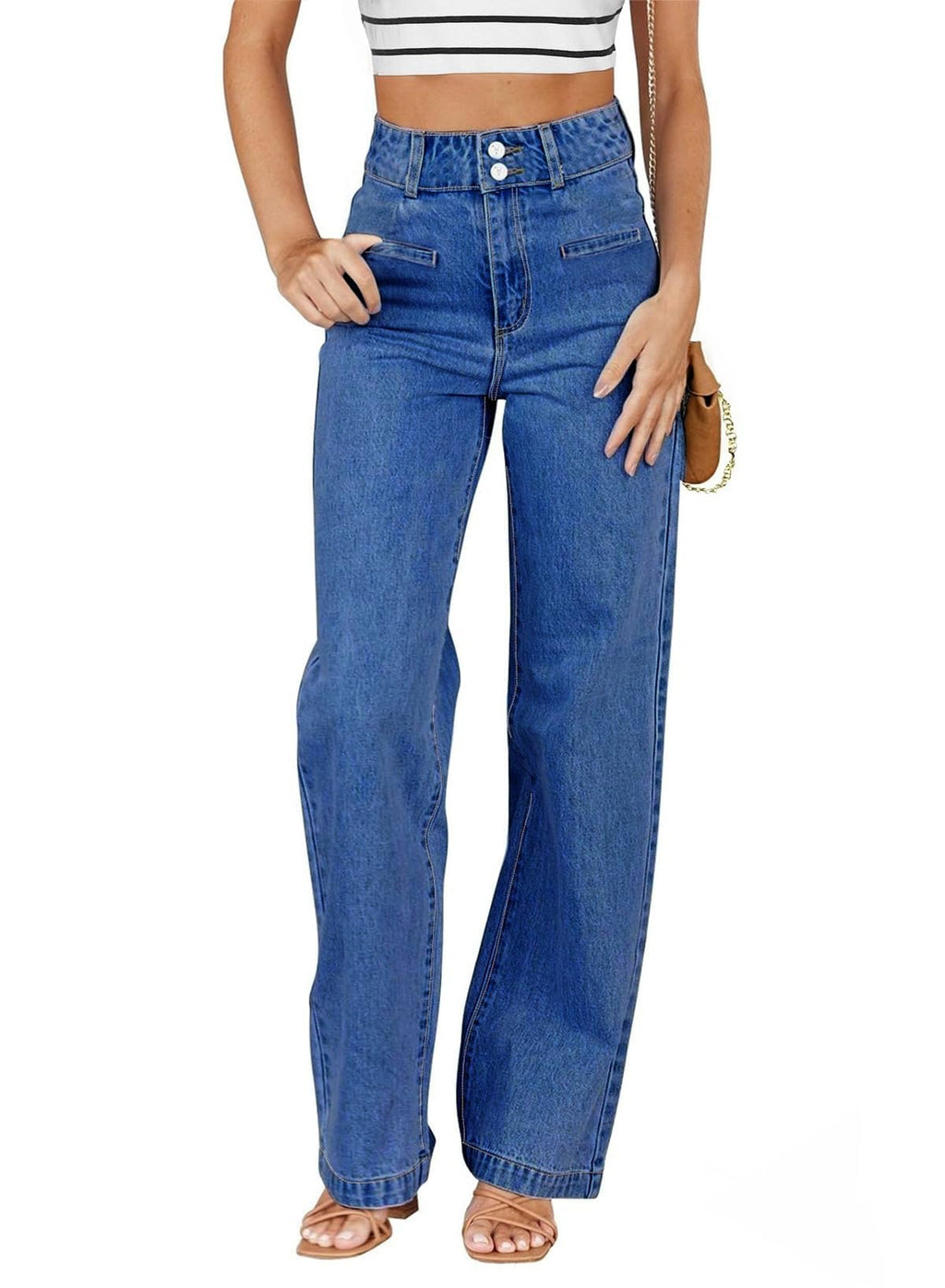 Sidefeel Jeans for Women High Waisted Straight Leg Denim Pants