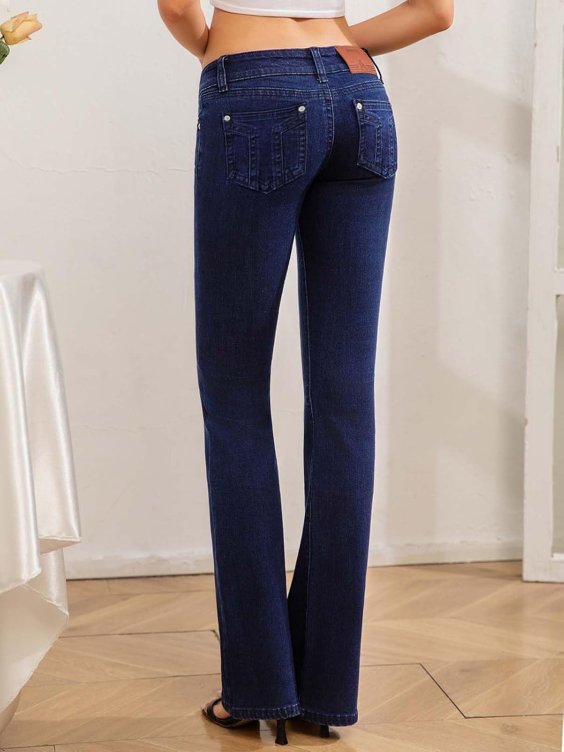 Women's Super Low Rise Bootcut Jeans Stretch Y2K Pants