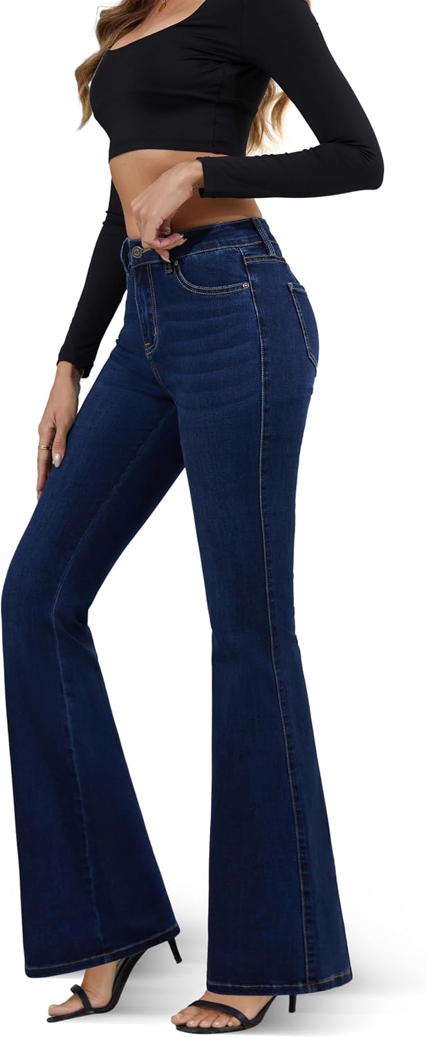 FLYING BANANA Women's Totally Shaping Curvy Stretchy Bootcut Flare Denim Jeans