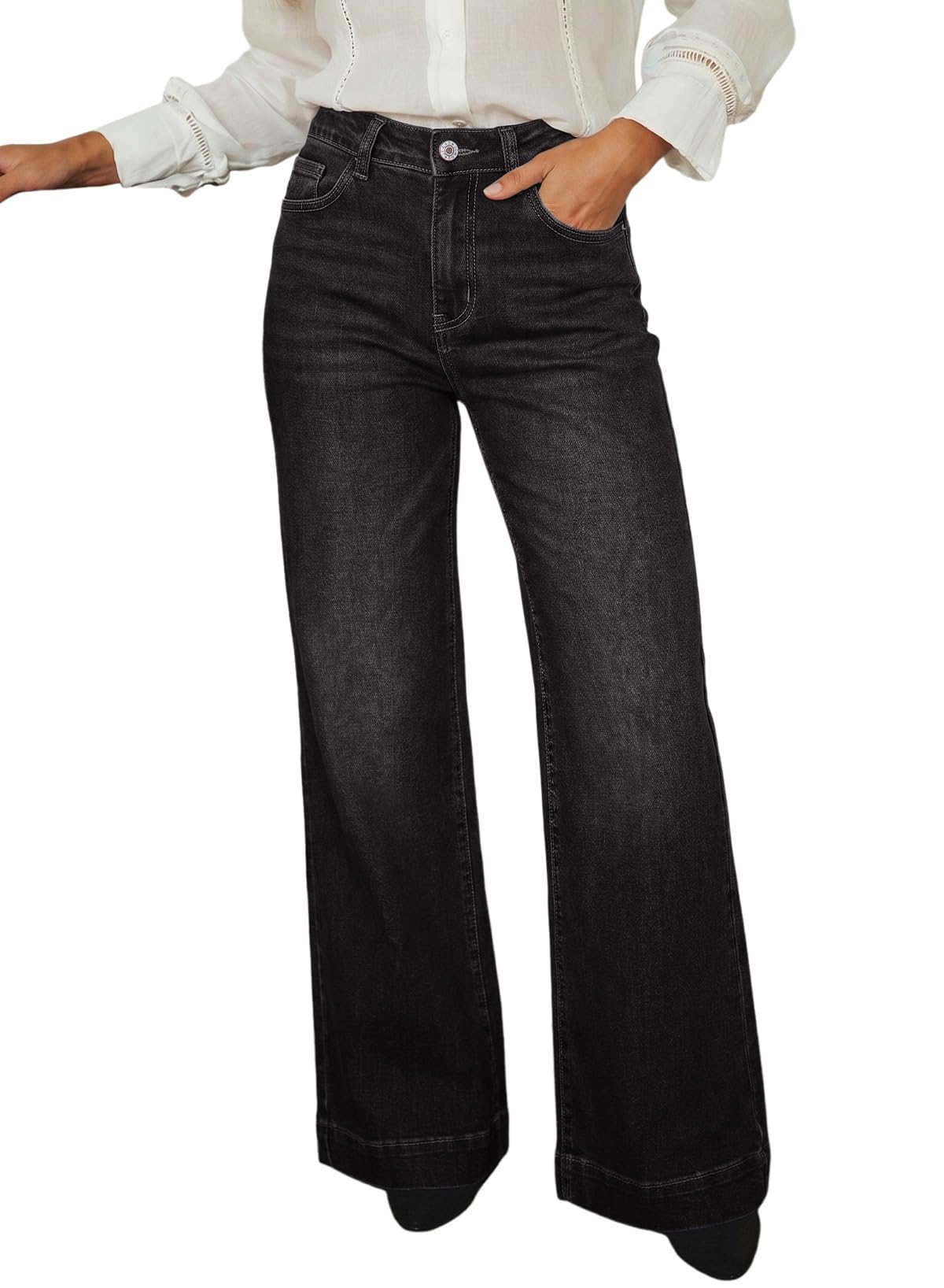 Dokotoo Women's Wide Leg Baggy Flare Jeans High Waisted 2026 Denim Pants