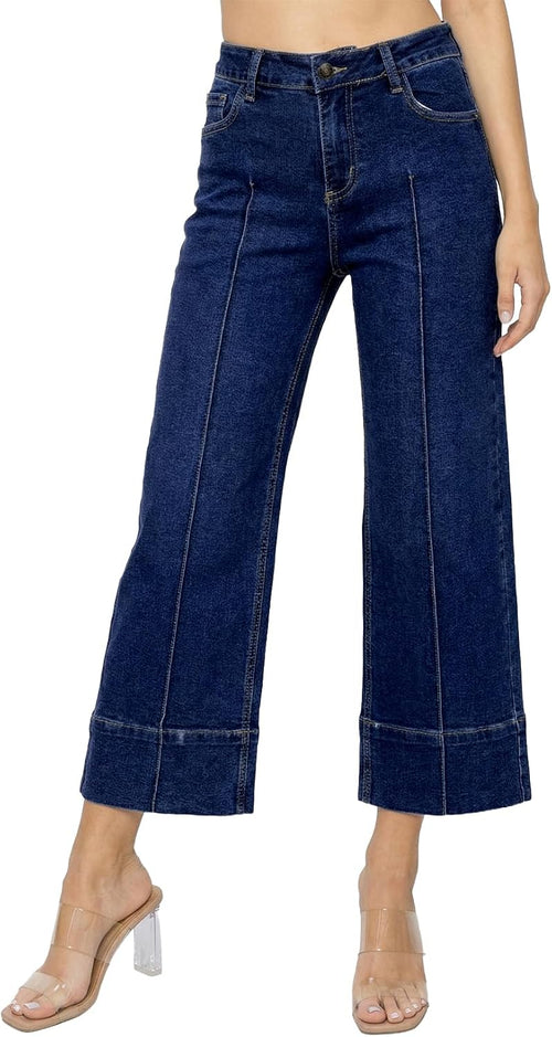Astylish Women 2026 Wide Leg Jeans High Waisted Cropped Ankle Denim Pants