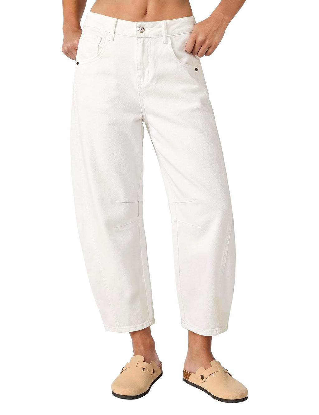 Vetinee Barrel Jeans for Women Trendy High Waisted Cropped Wide Leg Relaxed Fit Balloon Baggy Stretchy Denim Pants