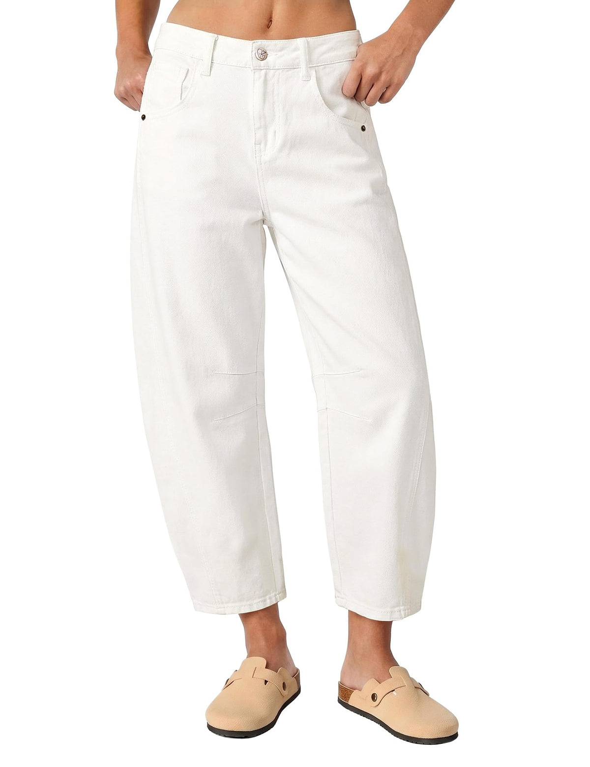 Vetinee Barrel Jeans for Women Trendy High Waisted Cropped Wide Leg Relaxed Fit Balloon Baggy Stretchy Denim Pants
