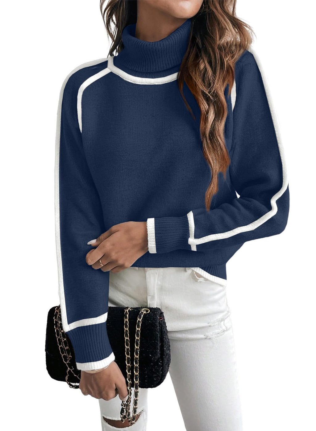 EVALESS Sweaters for Women Fall Winter Cozy Turtleneck Sweater