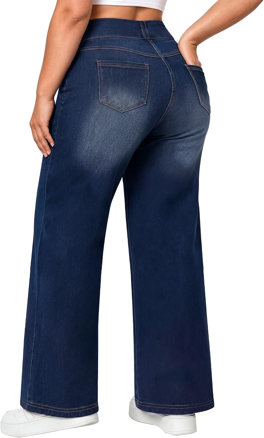 Plus Size Jeans for Women Stretchy Wide Leg Sweatpant Jeans for Curvy Women