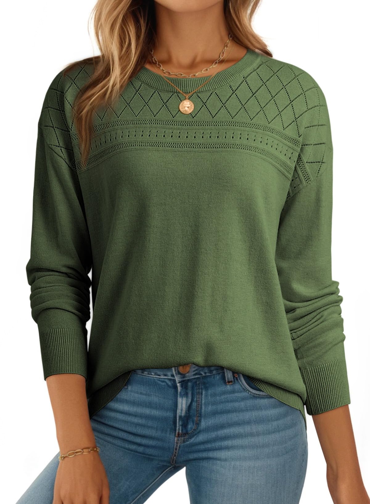 Dokotoo Women's Wool Hollow Out Sweaters Lightweight Crochet Pullover Tops