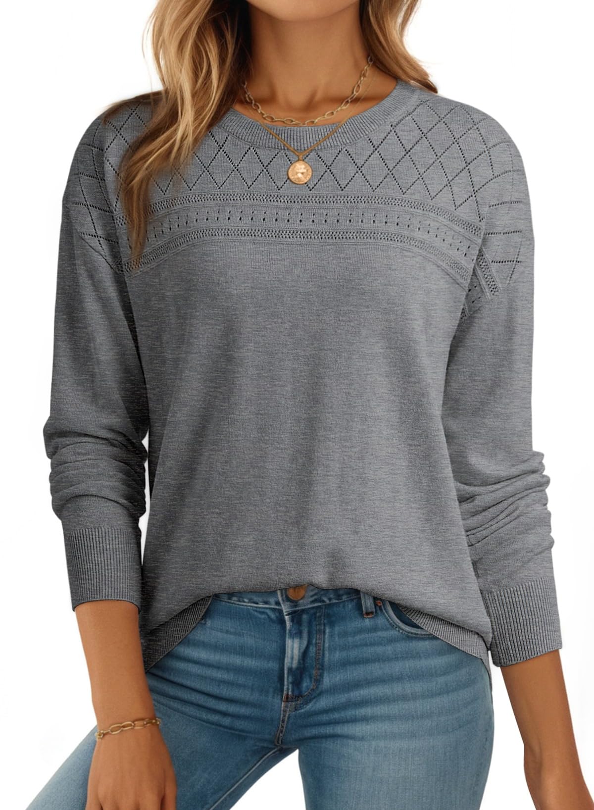 Dokotoo Women's Wool Hollow Out Sweaters Lightweight Crochet Pullover Tops