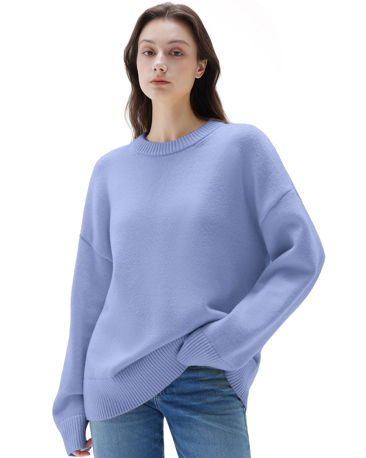 SUUKSESS Women Cashmere Blend Oversized Sweaters Long Sleeve Pullover Tops