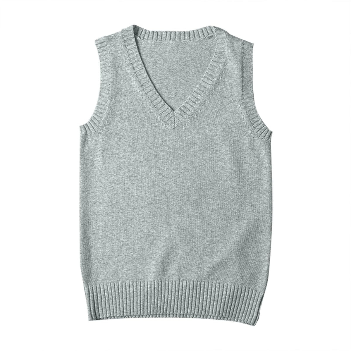Sweater Vest for Women V Neck Sleeveless Ribbed Trim Solid Knit Casual Layering Daily Tank Vest