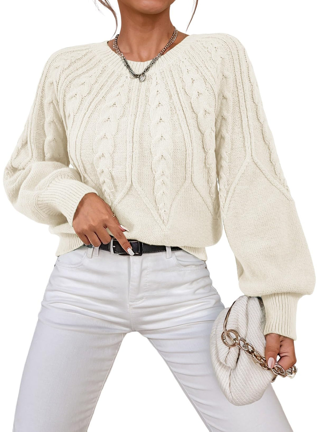 Dokotoo Womens Sweaters Long Sleeve Cable Knit Chunky Fall Tops
