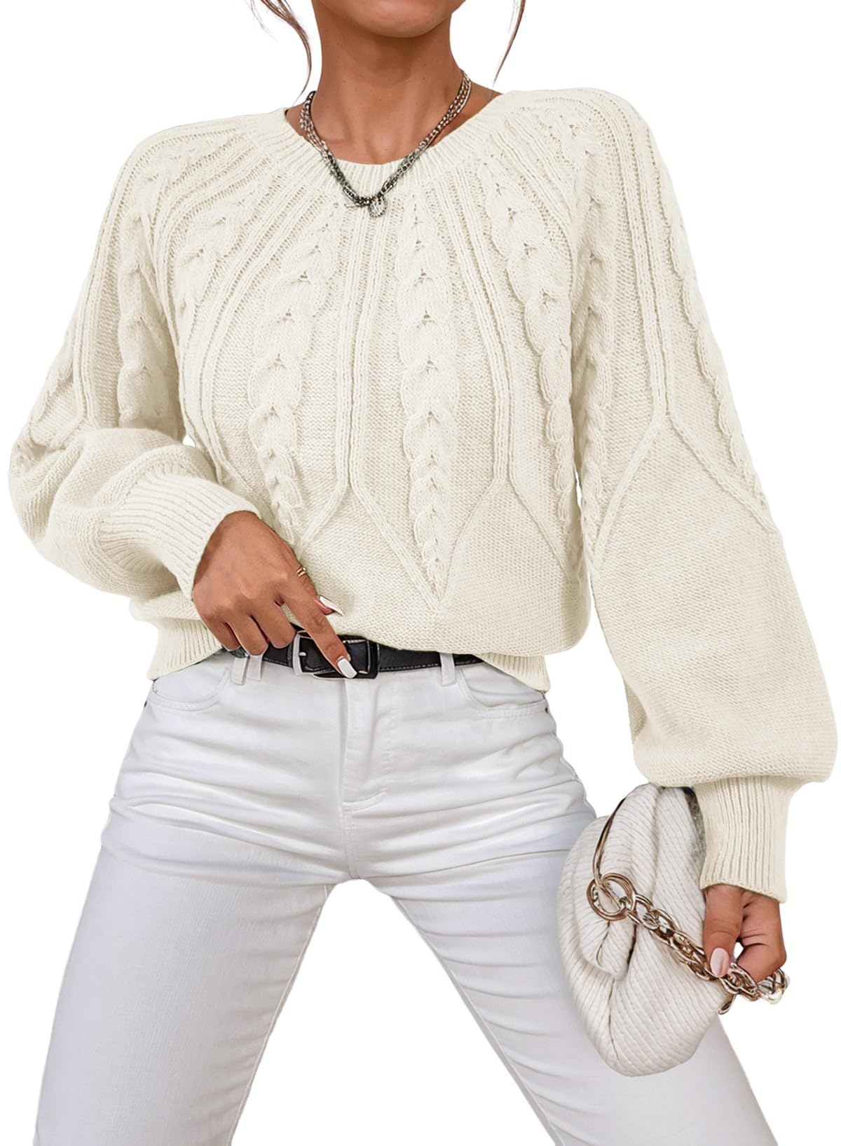 Dokotoo Womens Sweaters Long Sleeve Cable Knit Chunky Fall Tops