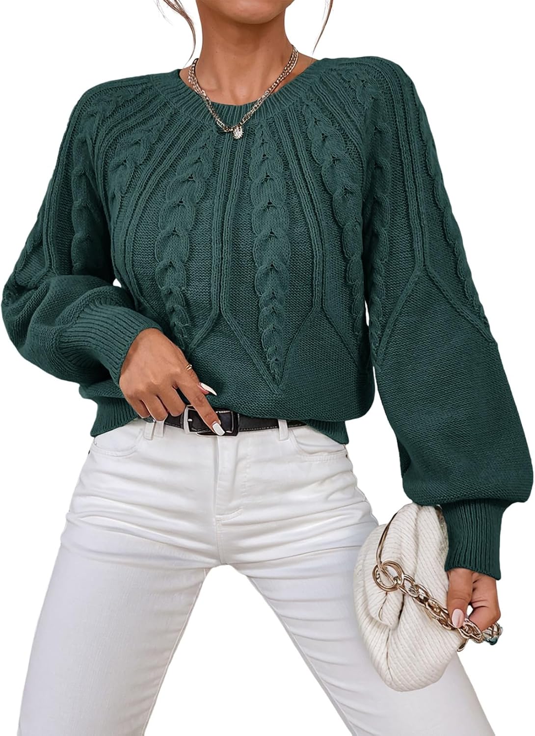 Dokotoo Womens Sweaters Long Sleeve Cable Knit Chunky Fall Tops