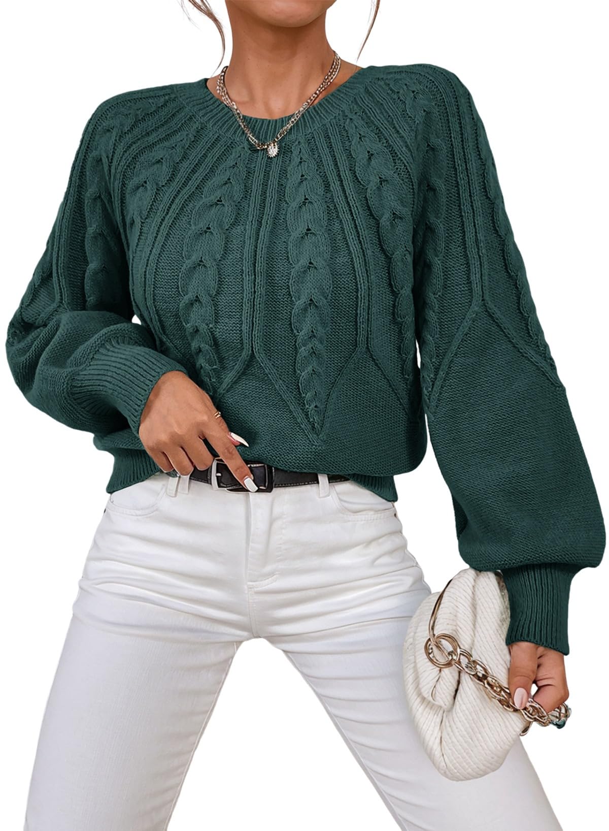 Dokotoo Womens Sweaters Long Sleeve Cable Knit Chunky Fall Tops