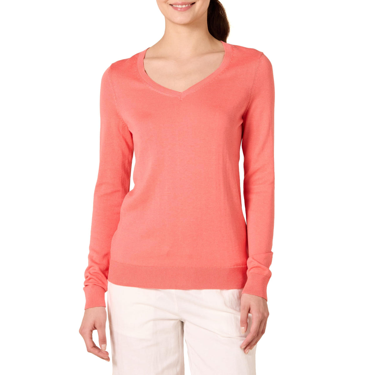Amazon Essentials Women's Regular-Fit Lightweight Long-Sleeve V-Neck Sweater, Ribbed, Cozy Soft (Available in Plus Size)