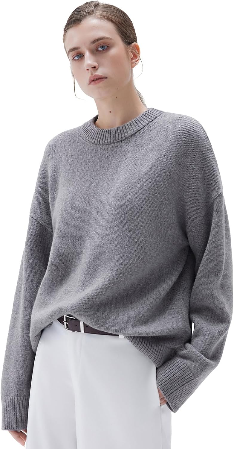 SUUKSESS Women Cashmere Blend Oversized Sweaters Long Sleeve Pullover Tops