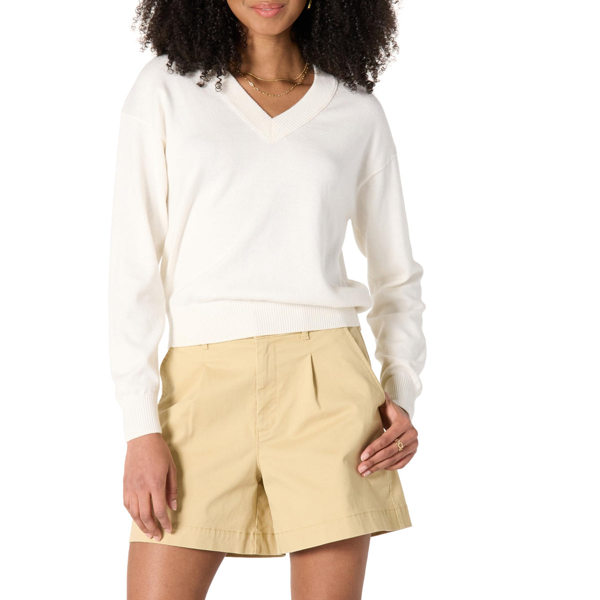 Amazon Essentials Women's Regular-Fit Lightweight Long-Sleeve V-Neck Sweater, Ribbed, Cozy Soft (Available in Plus Size)