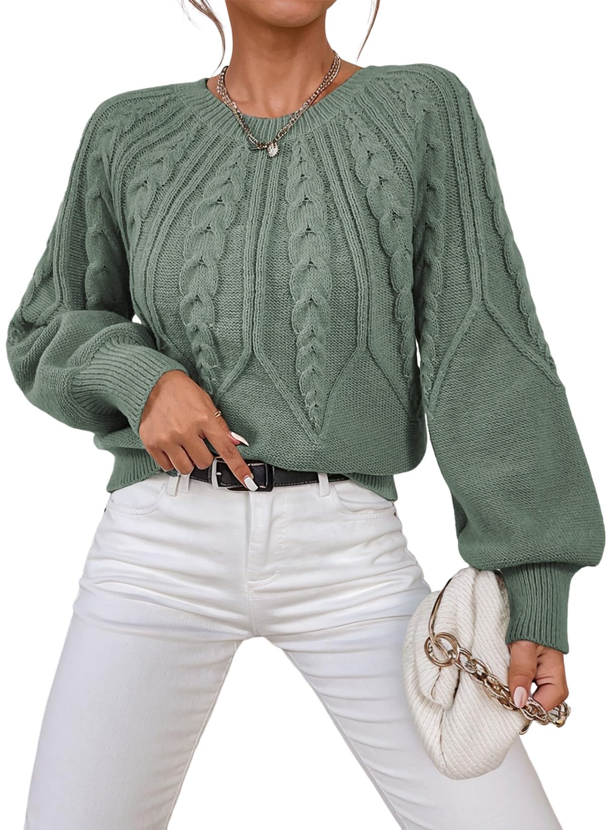 Dokotoo Womens Sweaters Long Sleeve Cable Knit Chunky Fall Tops