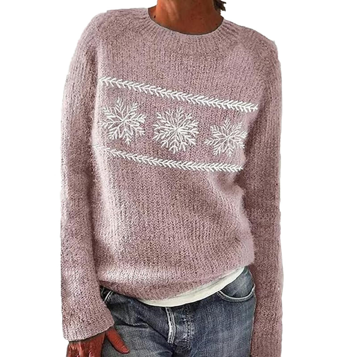 Fair Isle Sweater Women Boho Knitted Vintage Sweaters Casual Crewneck Long Sleeve Lightweight Cropped Pullover Tops