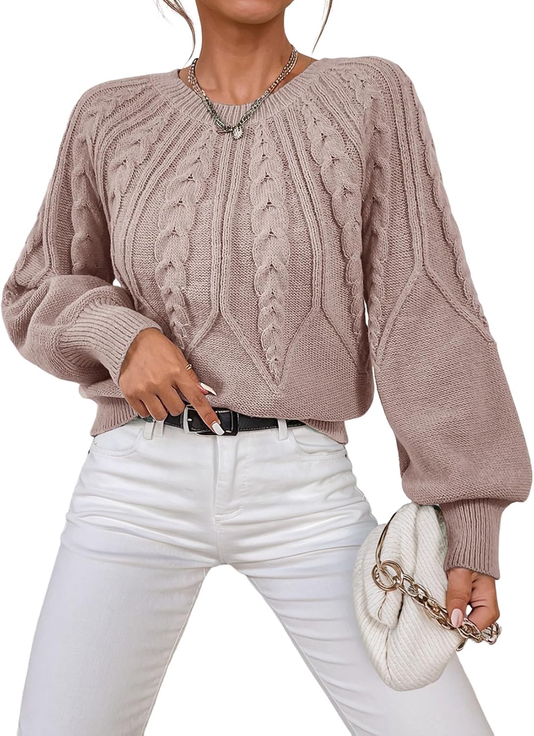 Dokotoo Womens Sweaters Long Sleeve Cable Knit Chunky Fall Tops