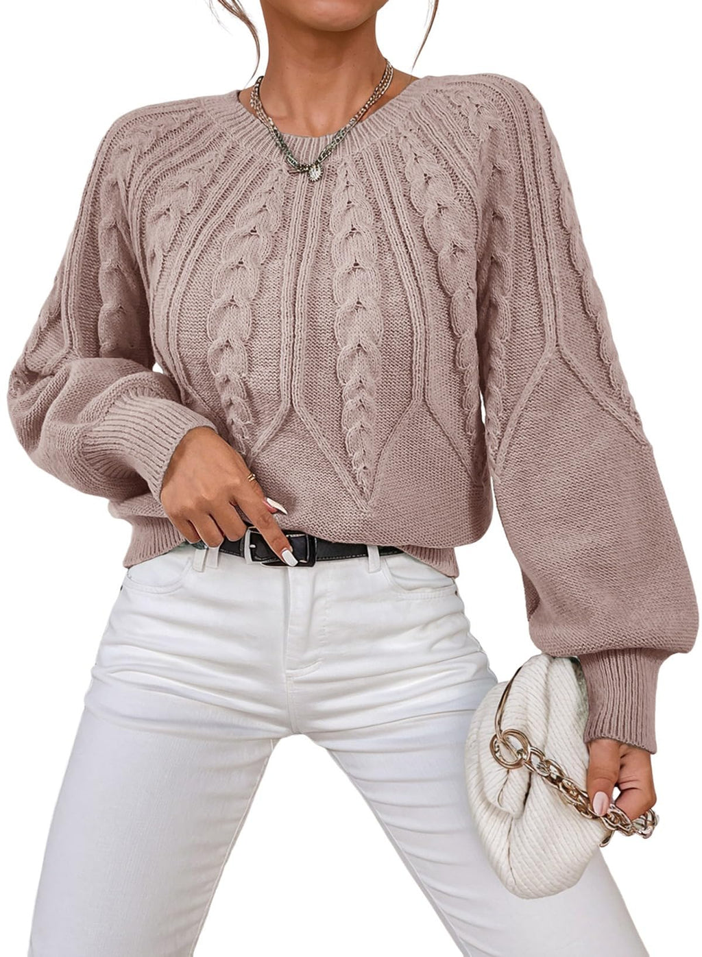 Dokotoo Womens Sweaters Long Sleeve Cable Knit Chunky Fall Tops