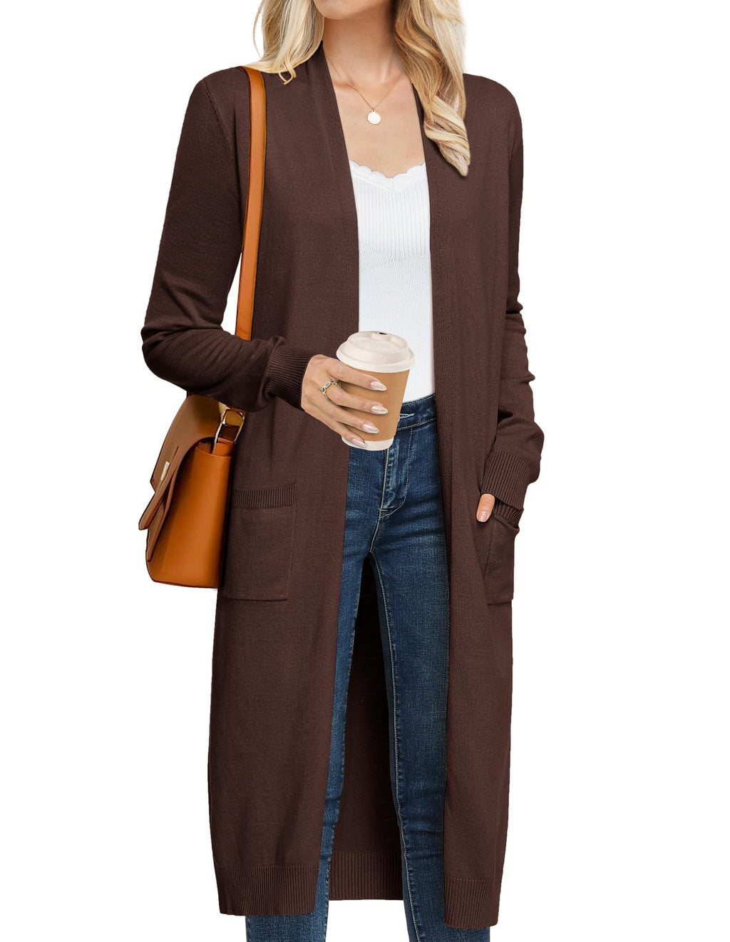 GRACE KARIN Women's 2026 Trendy Long Cardigans Sweater Lightweight Open Front Long Sleeve Maxi Duster Coats with Pockets