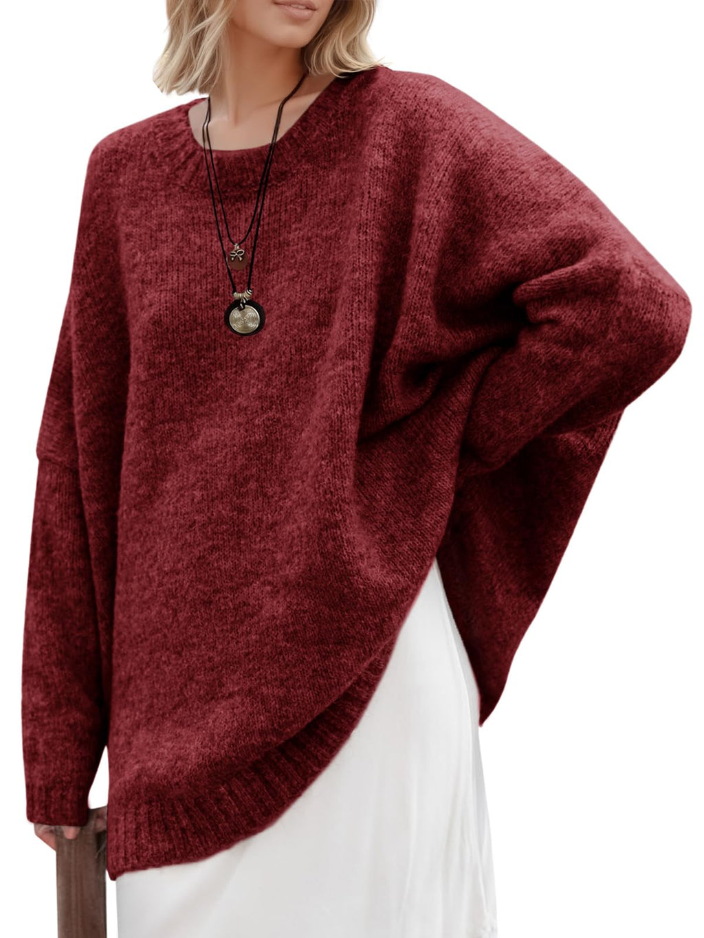 Saodimallsu Womens Oversized Tunic Sweaters Chunky Knit Slouchy Pullover