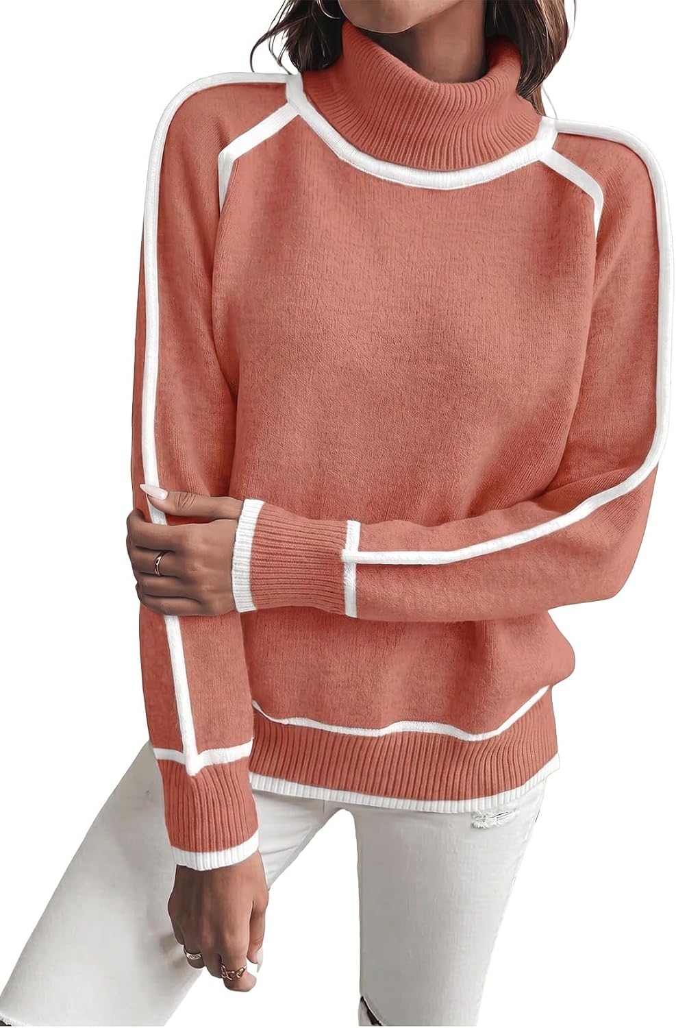EVALESS Sweaters for Women Fall Winter Cozy Turtleneck Sweater