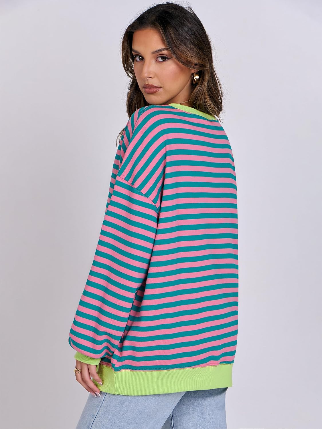 ANRABESS Women’s Striped Oversized Sweatshirts
