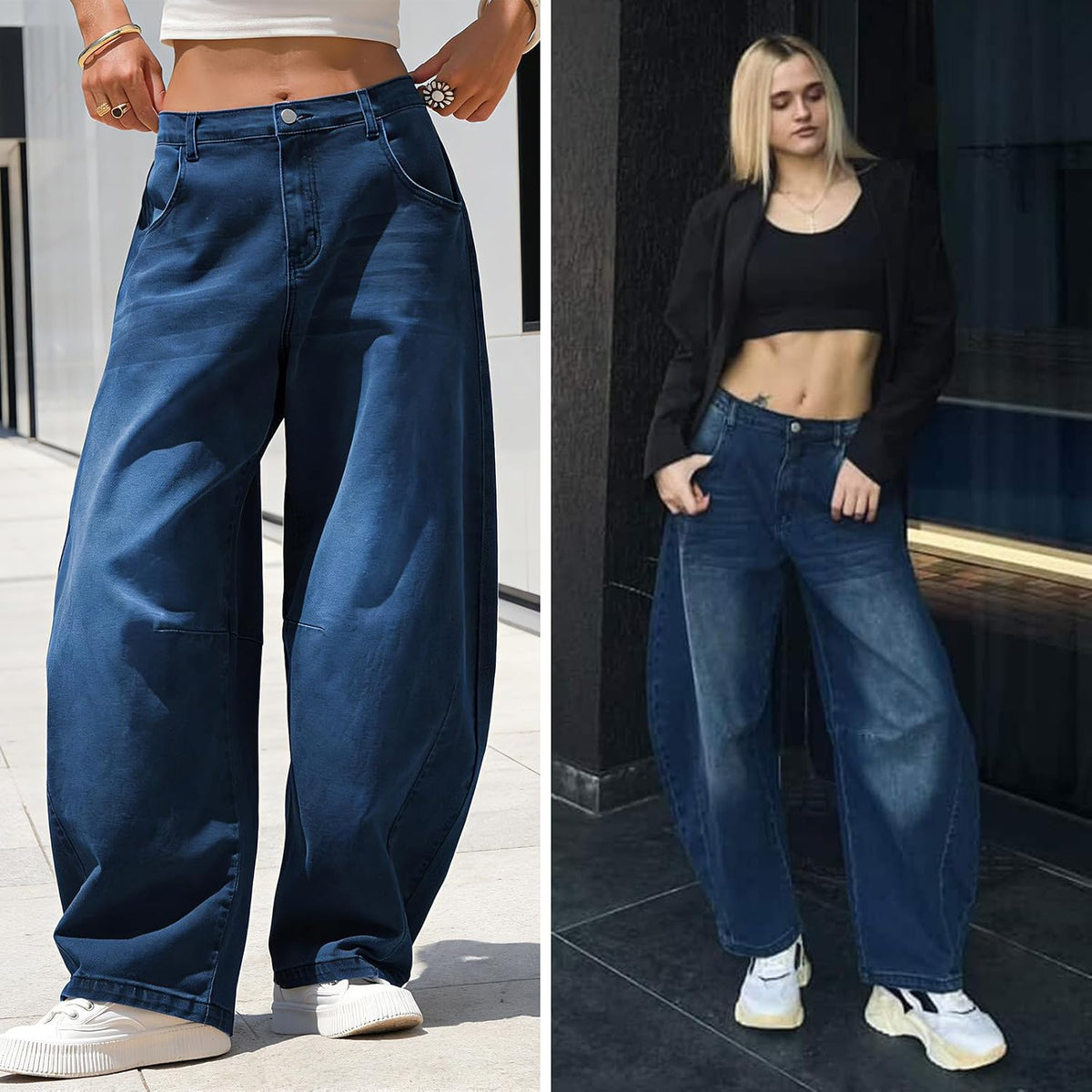 EXLURA Barrel Jeans Women Y2K Boyfriend Denim Pants Casual Baggy Jeans