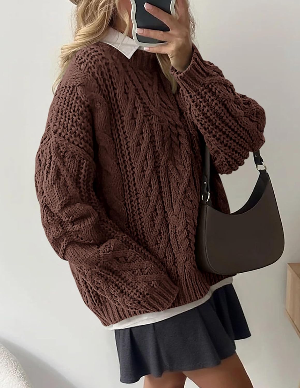 PRETTYGARDEN Womens Oversized Fall Sweaters Chunky Cable Knit Pullover Tops