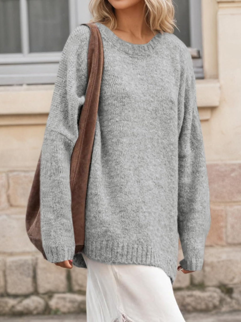 Saodimallsu Womens Oversized Tunic Sweaters Chunky Knit Slouchy Pullover