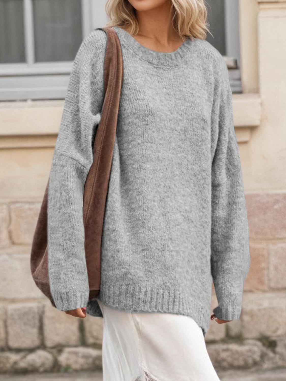 Saodimallsu Womens Oversized Tunic Sweaters Chunky Knit Slouchy Pullover
