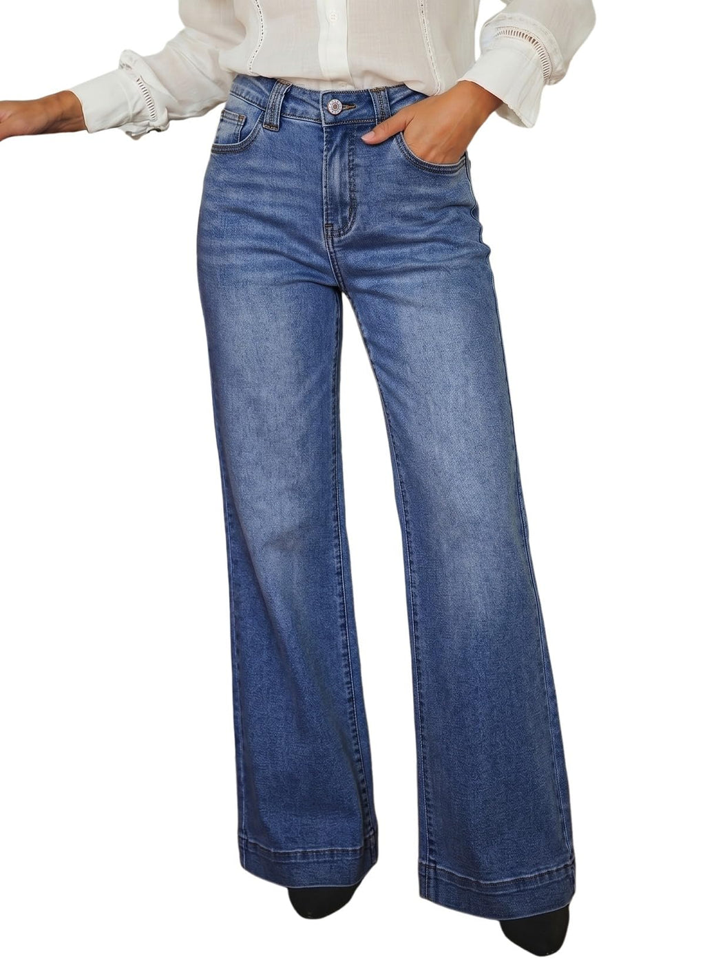 Dokotoo Women's Wide Leg Baggy Flare Jeans High Waisted 2026 Denim Pants