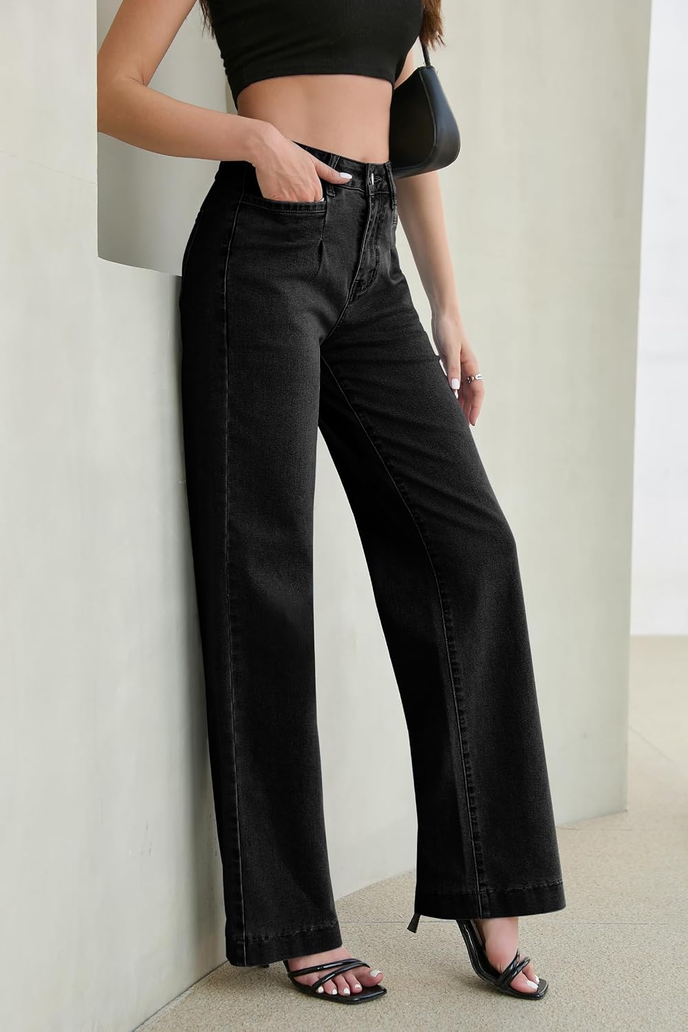 Wide Leg Jeans for Women Trendy High Waisted Stretchy Straight Leg Jeans Loose Denim Pants