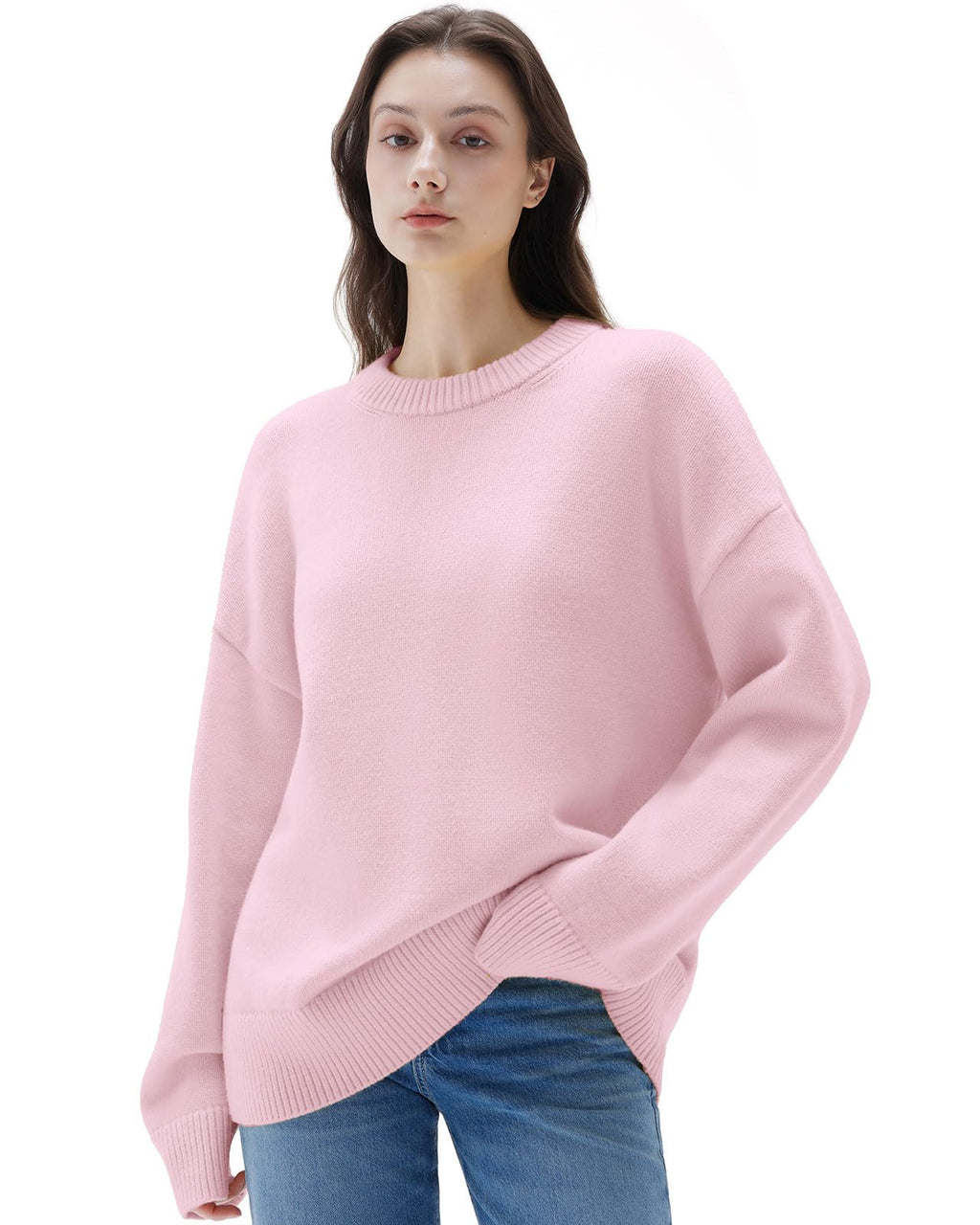 SUUKSESS Women Cashmere Blend Oversized Sweaters Long Sleeve Pullover Tops