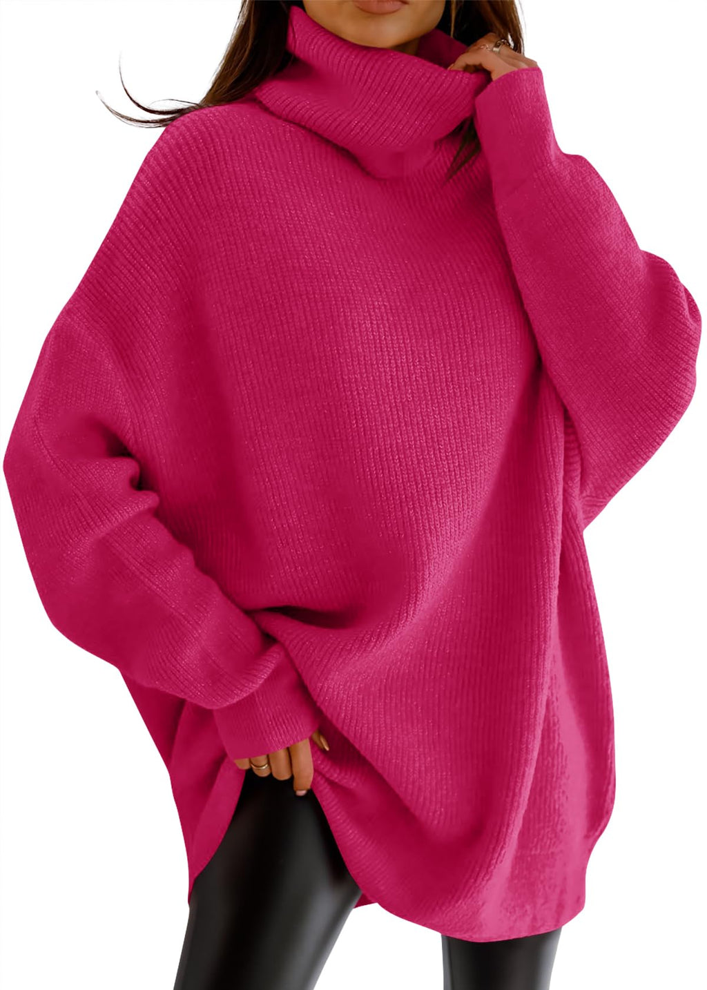 Womens Turtleneck Oversized Sweater Batwing Chunky Pullover Sweater Casual Fall Loose Knit Jumper Top