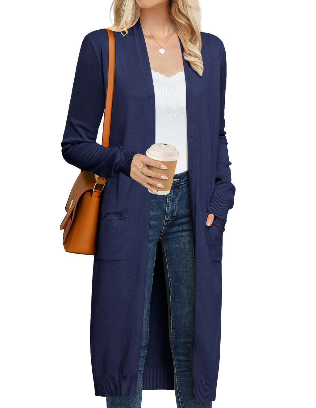 GRACE KARIN Women's 2026 Trendy Long Cardigans Sweater Lightweight Open Front Long Sleeve Maxi Duster Coats with Pockets