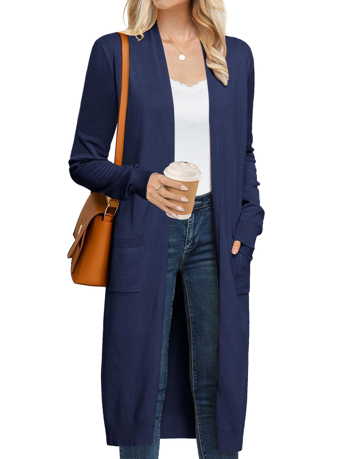 GRACE KARIN Women's 2026 Trendy Long Cardigans Sweater Lightweight Open Front Long Sleeve Maxi Duster Coats with Pockets