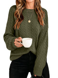 Womens Winter Fall Sweaters 2026 Trendy Cable Knit Long Sleeve Crewneck Tops Casual Outfit Sweater for Women