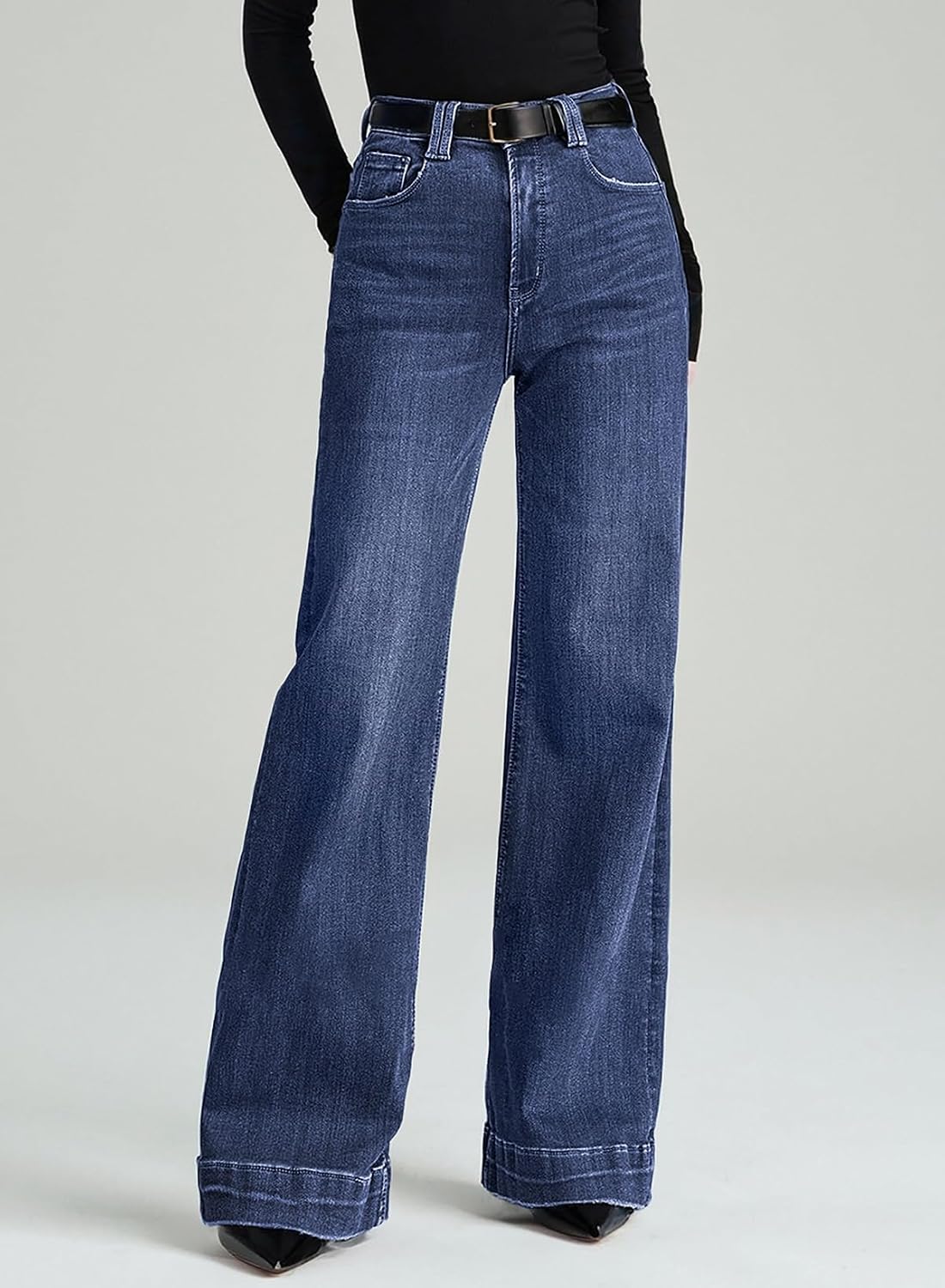 Dokotoo Women's Wide Leg Baggy Flare Jeans High Waisted 2026 Denim Pants