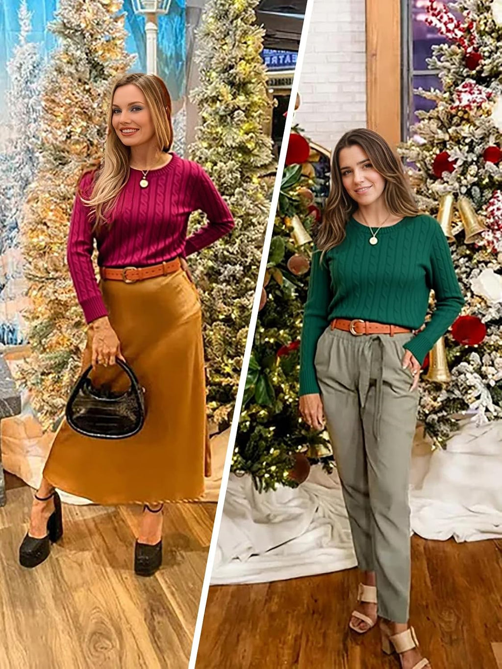 Womens Winter Fall Sweaters 2026 Trendy Cable Knit Long Sleeve Crewneck Tops Casual Outfit Sweater for Women