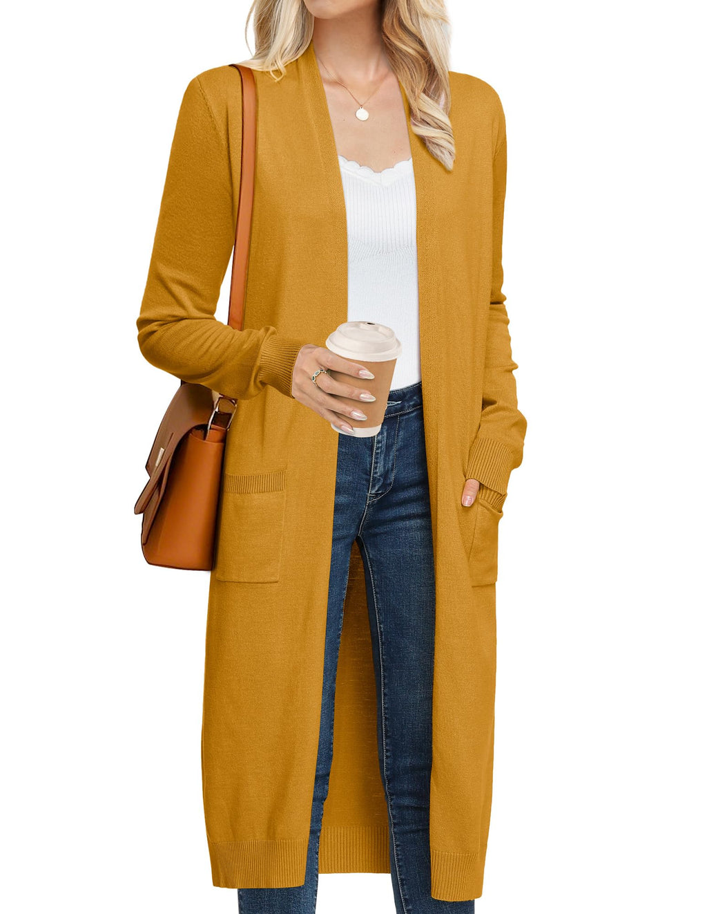 GRACE KARIN Women's 2026 Trendy Long Cardigans Sweater Lightweight Open Front Long Sleeve Maxi Duster Coats with Pockets