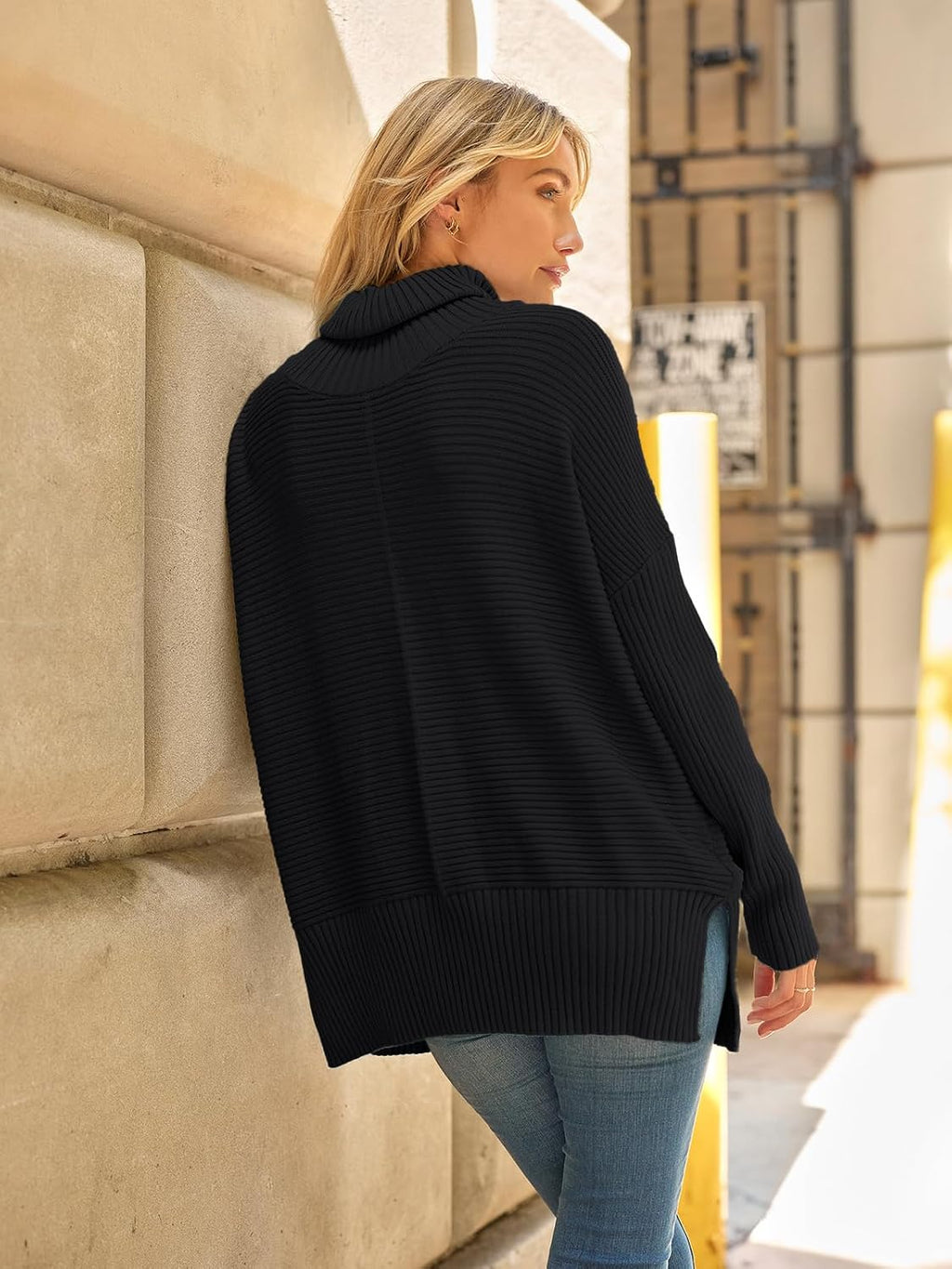 LILLUSORY Women Oversized Turtleneck Sweaters Fall Cozy Long Pullover Tunic