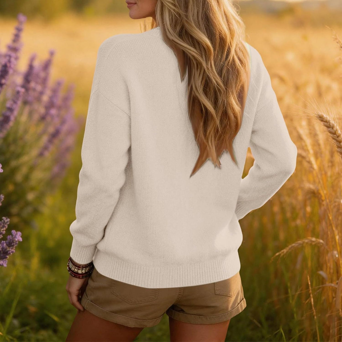Cashmere Sweaters for Women Cozy Casual V Neck Knit Pullover Tops